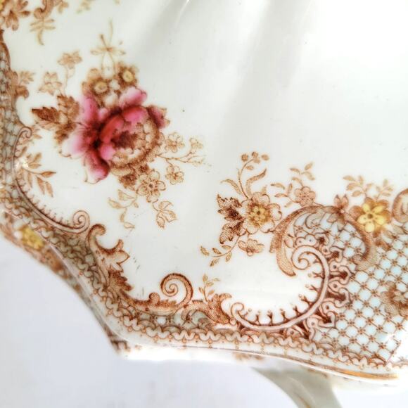 Antique T&R Boote Covered Vegetable Dish Rosebud Semi Porcelain Cottagecore - Picture 9 of 16